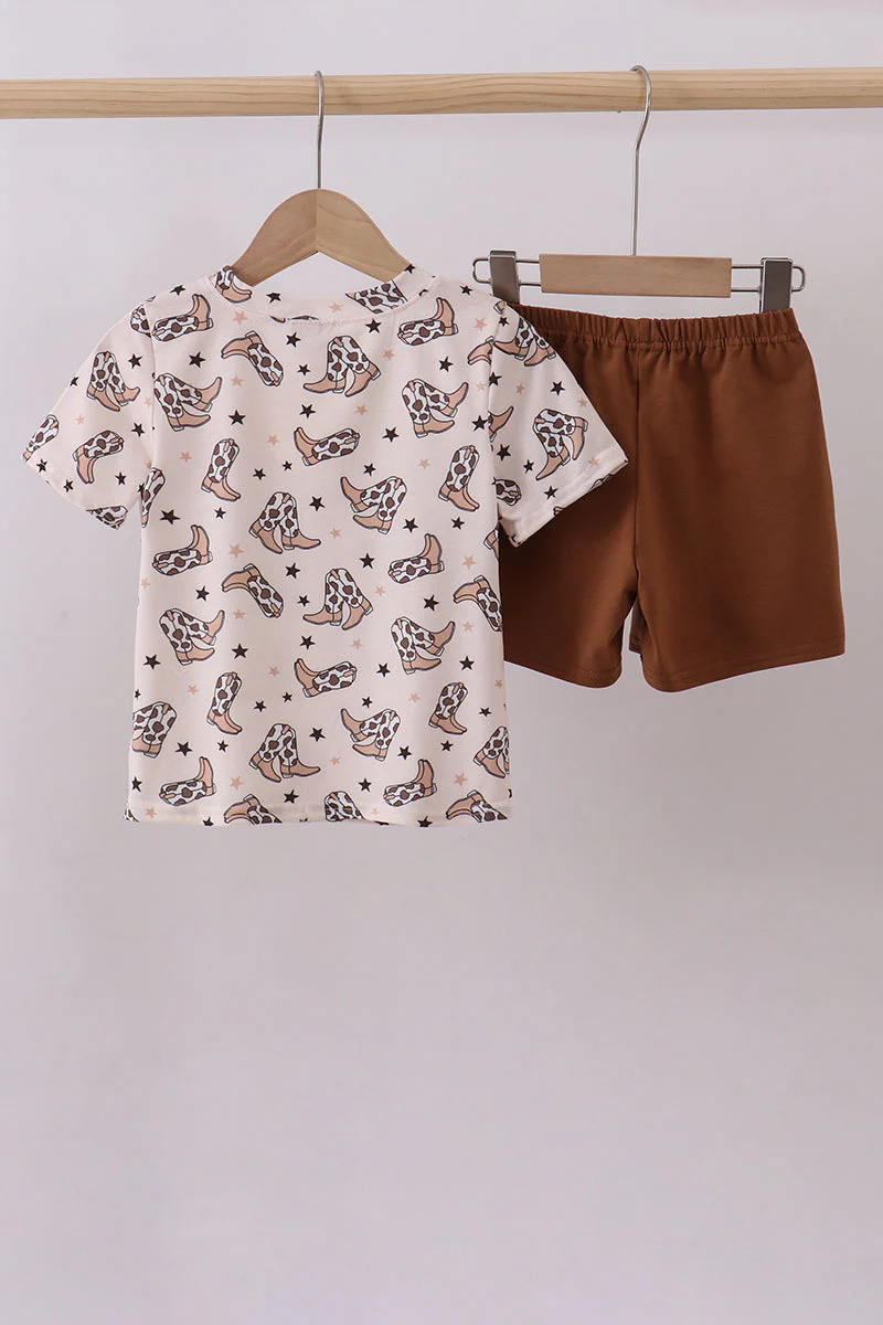 Western cowboy boots smocked shorts set - Image 5