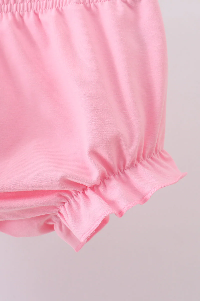 White cross smocked ruffle bloomer set - Image 3