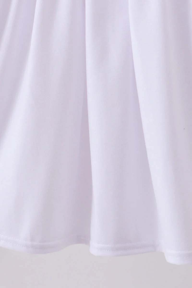 White cross smocked ruffle dress - Image 3