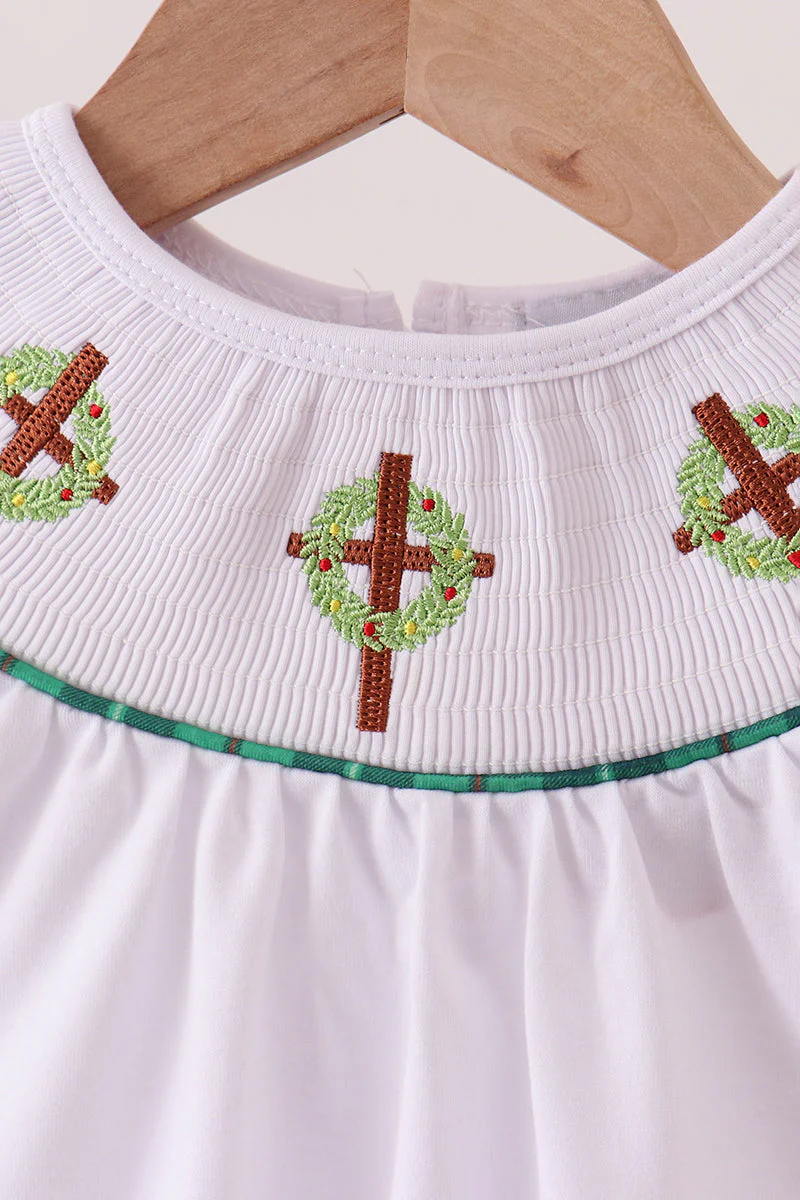 White wreath smocked romper - Image 2