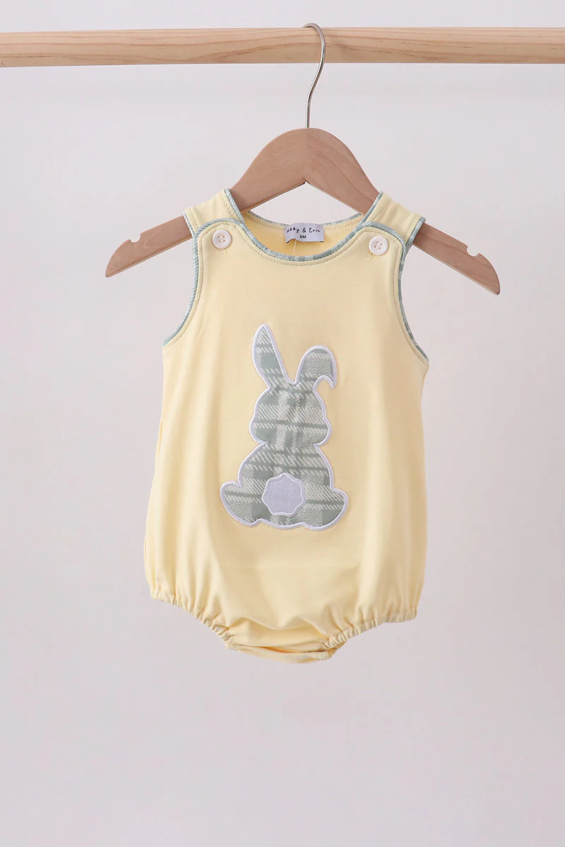 Yellow plaid bunny applique bubble
