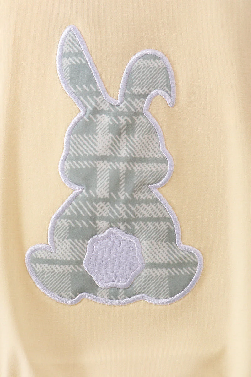 Yellow plaid bunny applique bubble - Image 3